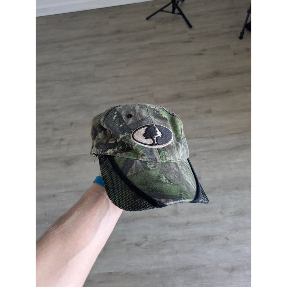 Signature's L/XL Mossy Oak Camouflage Trucker Hat Mens Green Brown Stretch